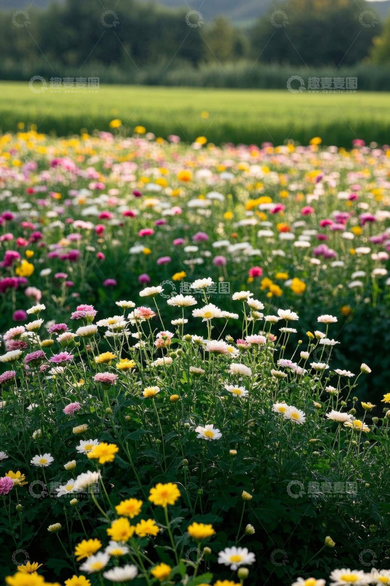 高清大图下载【趣麦麦图】多彩野花盛开的田野风光