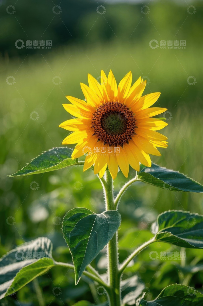 高清大图下载【趣麦麦图】田野中的单株向日葵