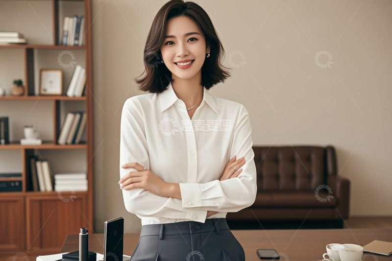 高清大图下载【趣麦麦图】商务女性办公室内自信微笑