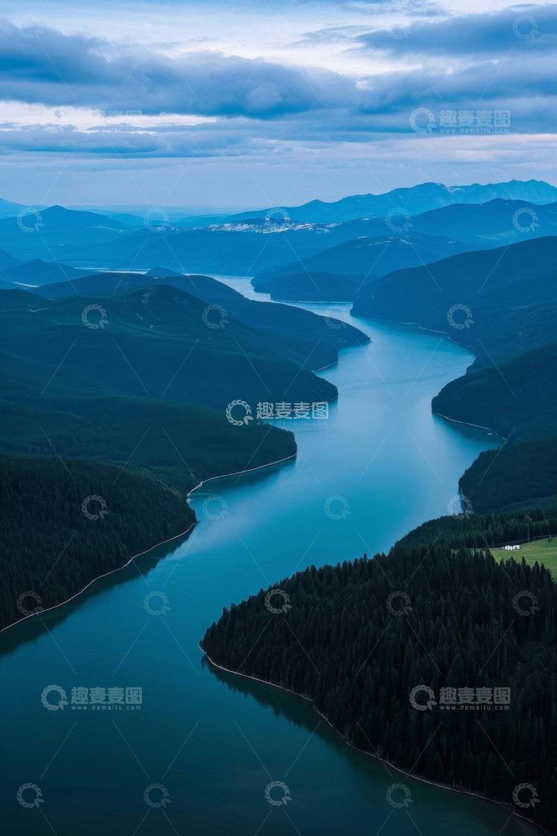 高清大图下载【趣麦麦图】山水森林俯瞰美景