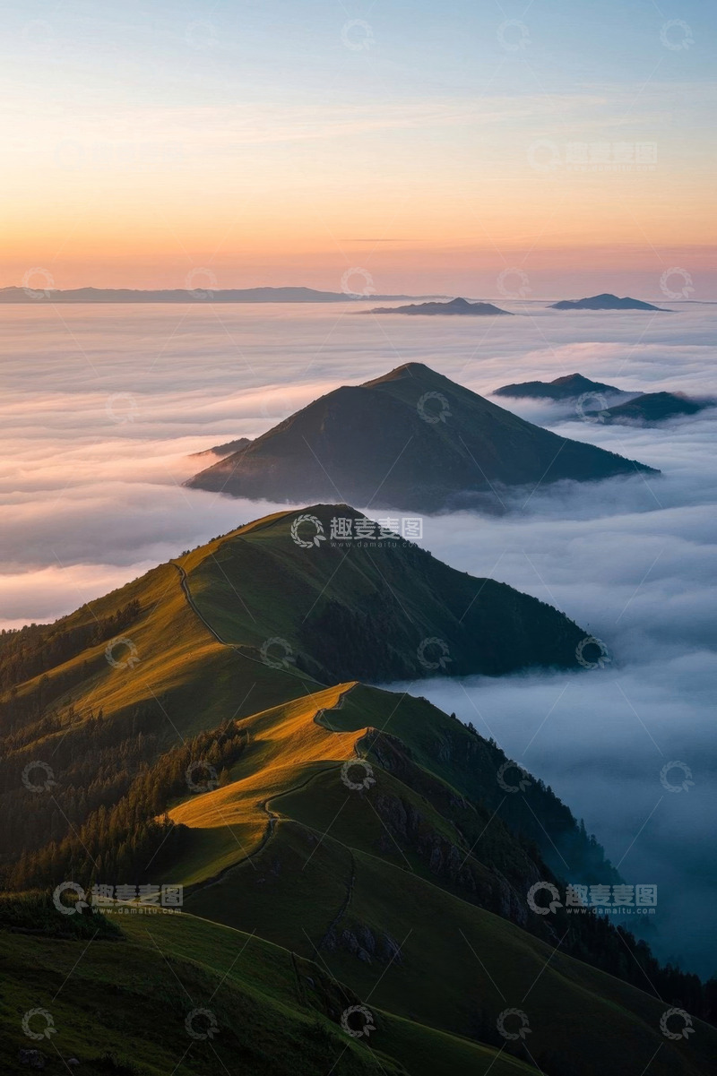 高清大图下载【趣麦麦图】山间云海日出景观
