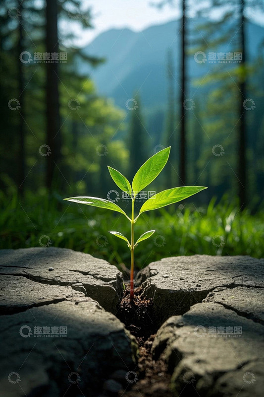 破土而出的嫩绿植物