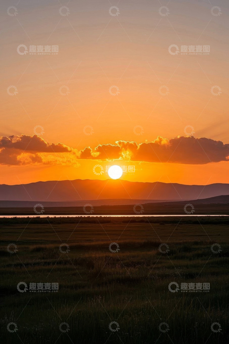 高清大图下载【趣麦麦图】草原日落风景