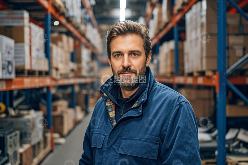 高清大图下载【趣麦麦图】仓库工人正面站立肖像