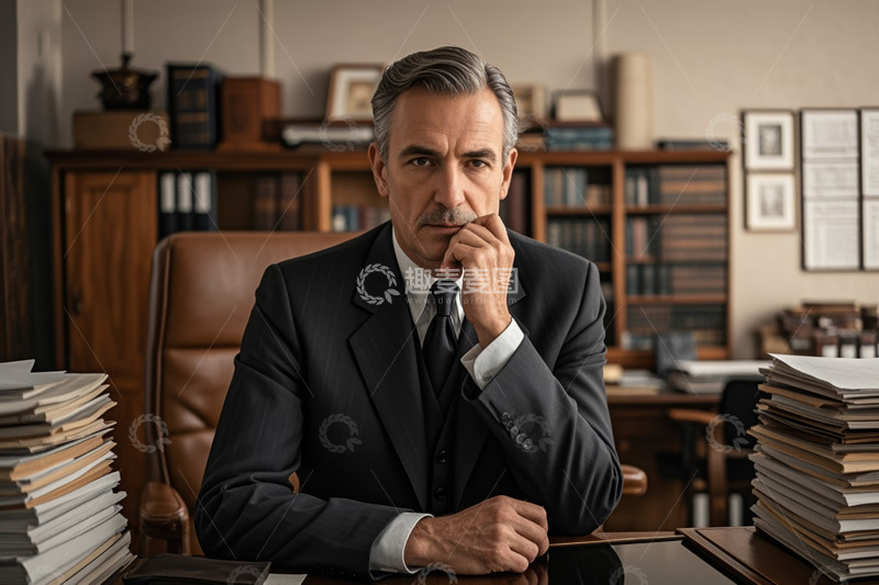 高清大图下载【趣麦麦图】西装男士办公室沉思场景