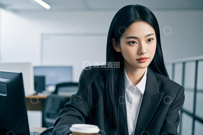 高清大图下载【趣麦麦图】办公场所的青年女商人