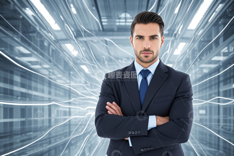 高清大图下载【趣麦麦图】身着西装的商务人士站立形象