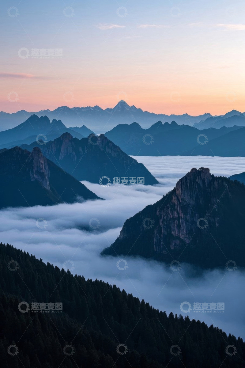 高清大图下载【趣麦麦图】山间云海日出自然风光