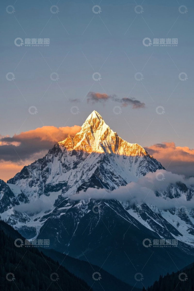 高清大图下载【趣麦麦图】雪山日出壮丽景色