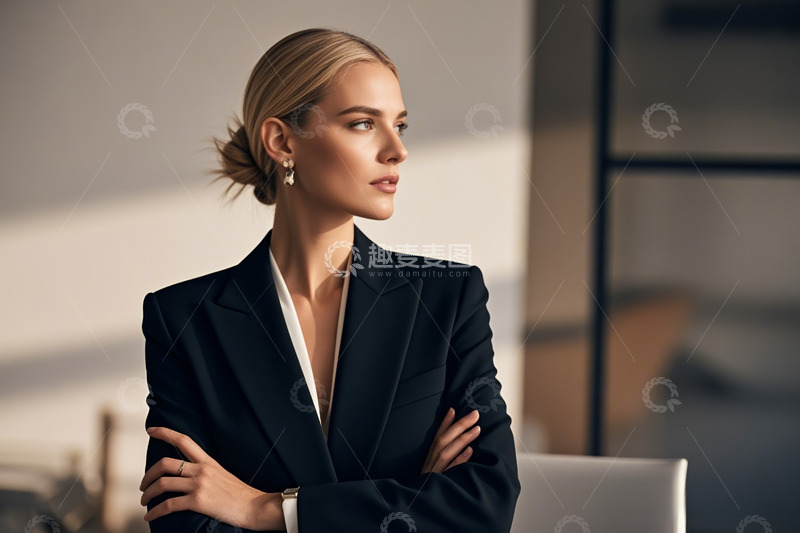高清大图下载【趣麦麦图】商务女性办公室侧身站立