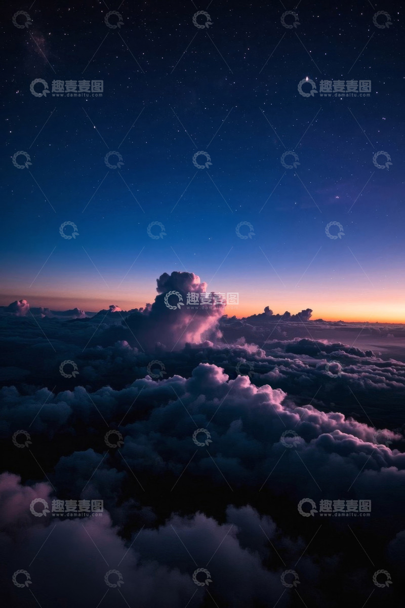 高清大图下载【趣麦麦图】高空云海星空景色