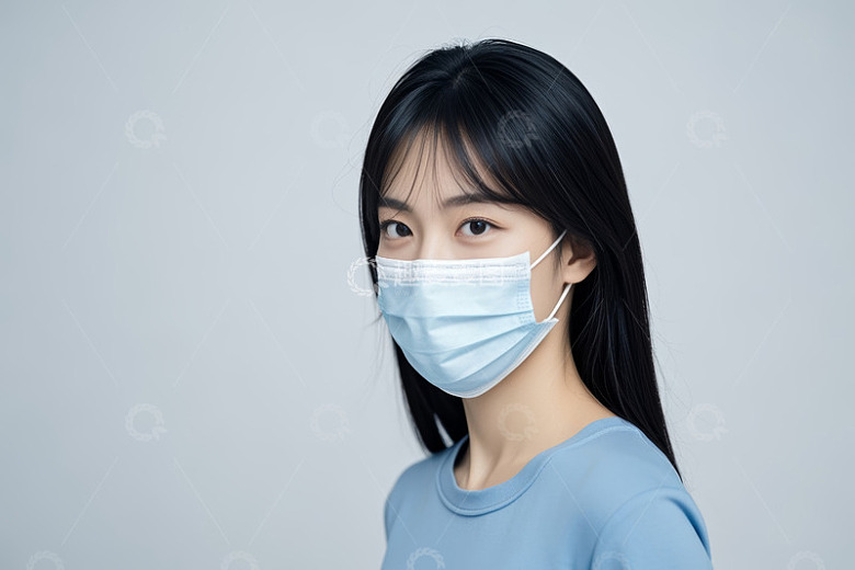 戴口罩亚洲女性肖像