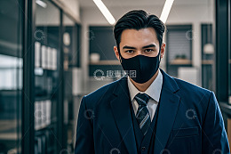 商务男士办公室戴口罩肖像