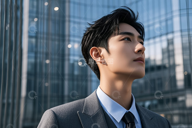 高清大图下载【趣麦麦图】商务男士城市建筑前侧颜