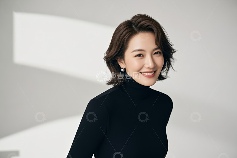 高清大图下载【趣麦麦图】微笑女性半身肖像