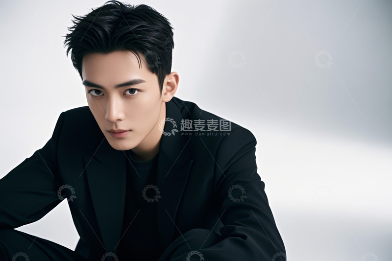 高清大图下载【趣麦麦图】穿西装男士正坐肖像