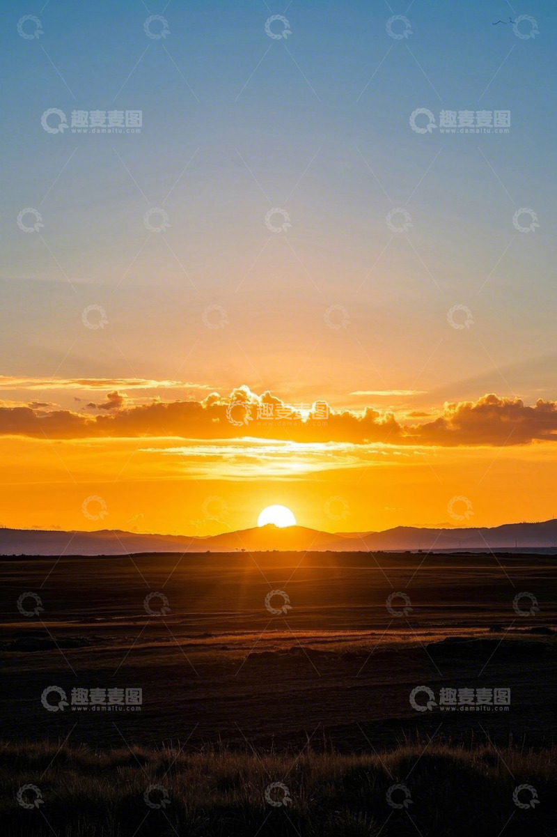 高清大图下载【趣麦麦图】草原日落自然风光