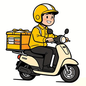 送外卖的黄衣服外卖员形象