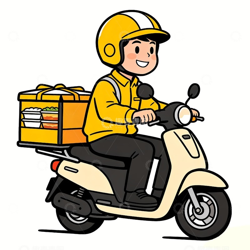 高清大图下载【趣麦麦图】-送外卖的黄衣服外卖员形象