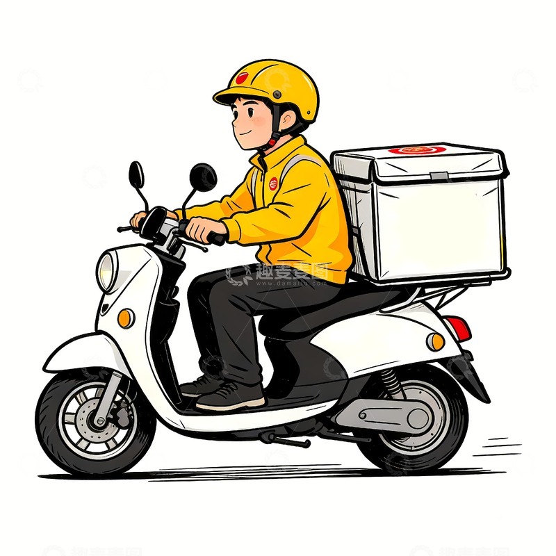 高清大图下载【趣麦麦图】-外卖小哥正在送餐卡通