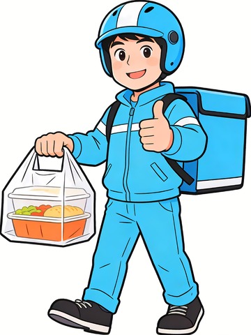 竖大拇指的蓝衣服外卖员卡通