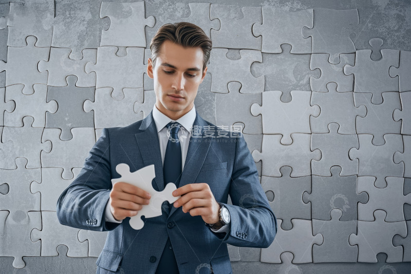 高清大图下载【趣麦麦图】商务男士拼接拼图画面
