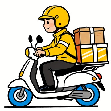 穿黄色衣服送外卖的外卖小哥