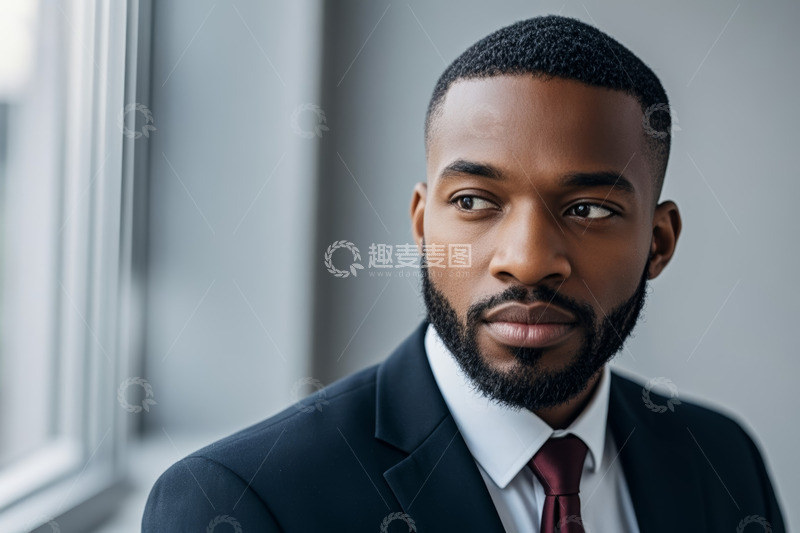 高清大图下载【趣麦麦图】西装革履的黑人男子肖像