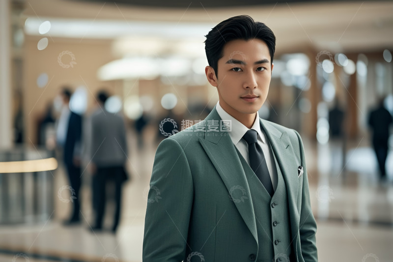 高清大图下载【趣麦麦图】身着西装的男士在大厅中