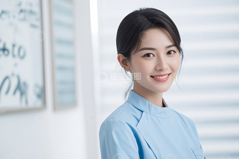 高清大图下载【趣麦麦图】微笑的年轻女医护人员