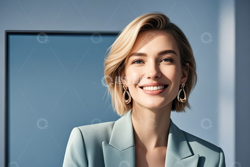 高清大图下载【趣麦麦图】微笑金发女商务人士肖像