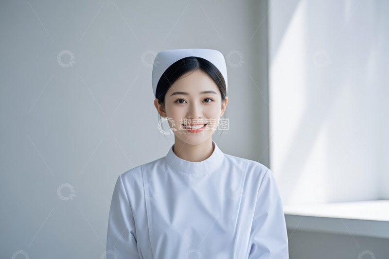 高清大图下载【趣麦麦图】室内微笑的年轻护士肖像