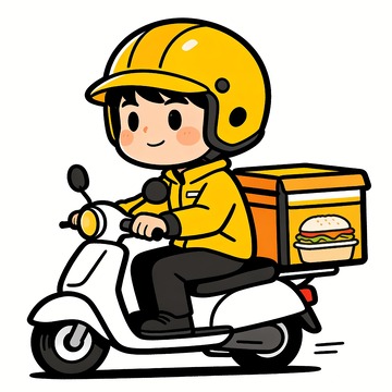 正在送外卖的外卖员卡通