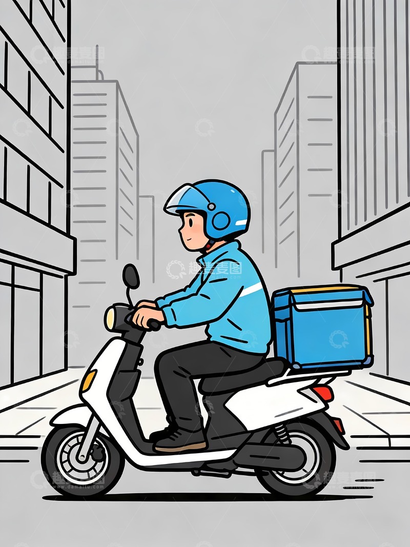高清大图下载【趣麦麦图】-穿梭在城市的外卖员在送餐
