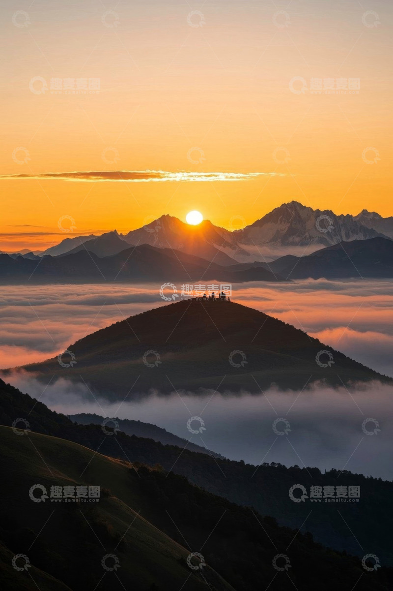 高清大图下载【趣麦麦图】山间日出云海景观
