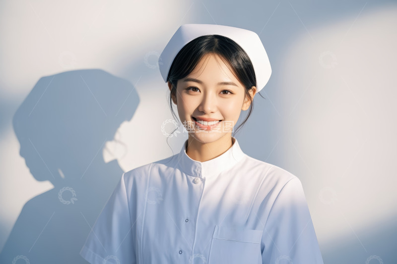 高清大图下载【趣麦麦图】微笑的年轻女护士肖像