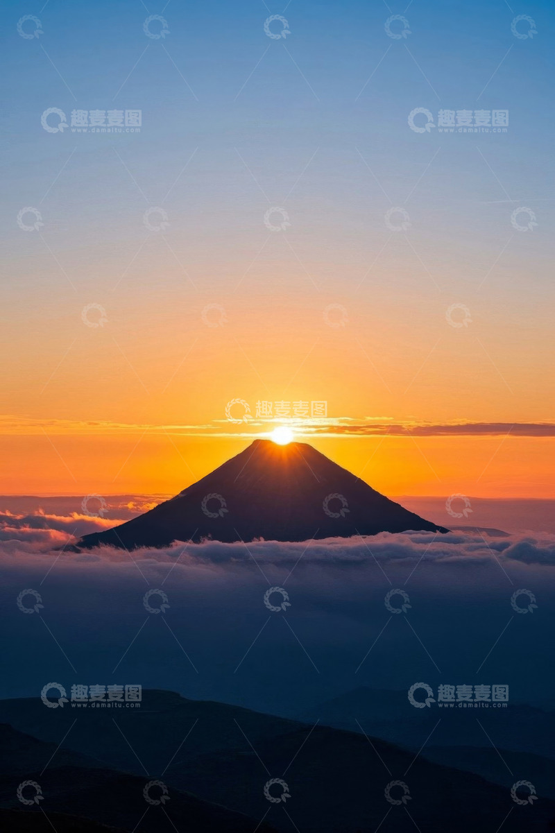 高清大图下载【趣麦麦图】富士山日出云海景观