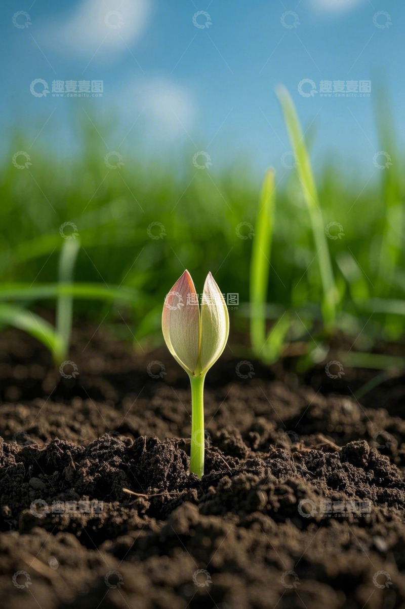 高清大图下载【趣麦麦图】破土而出的嫩绿植物幼苗