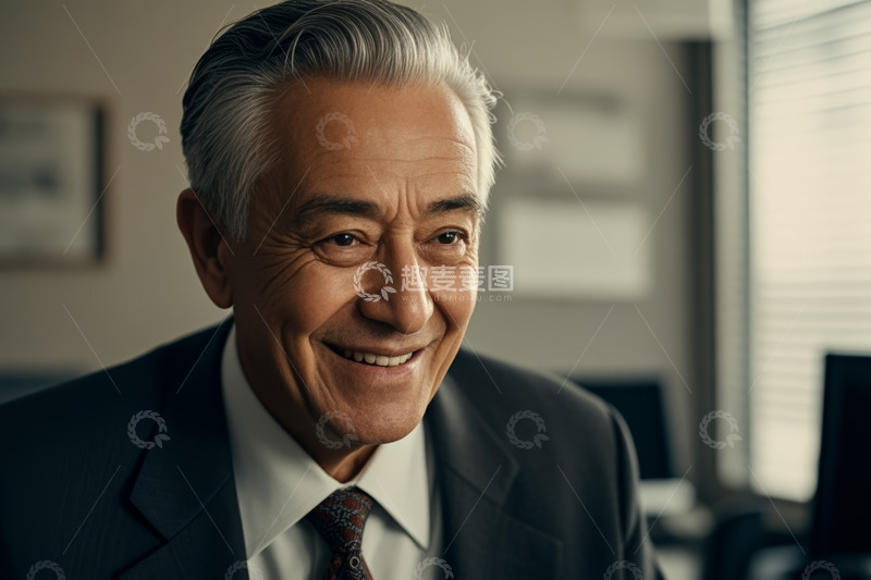 高清大图下载【趣麦麦图】商务场合微笑的老年男性