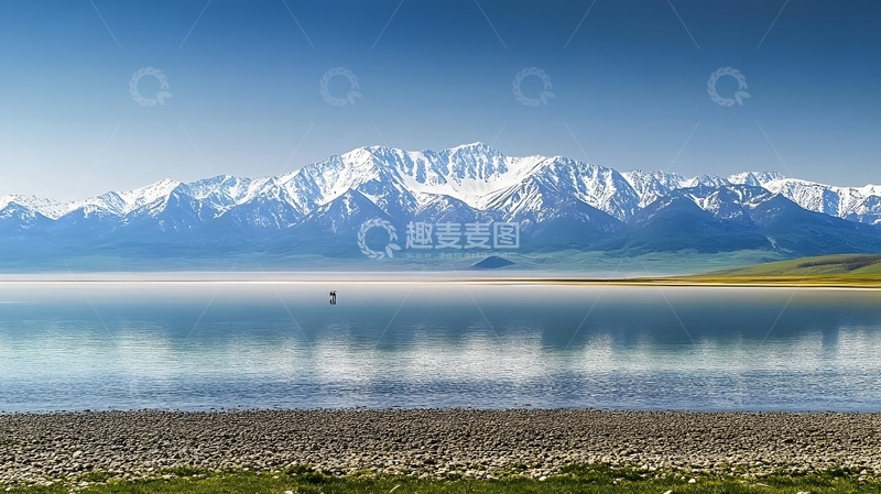 高清大图下载【趣麦麦图】静谧雪山湖水风光