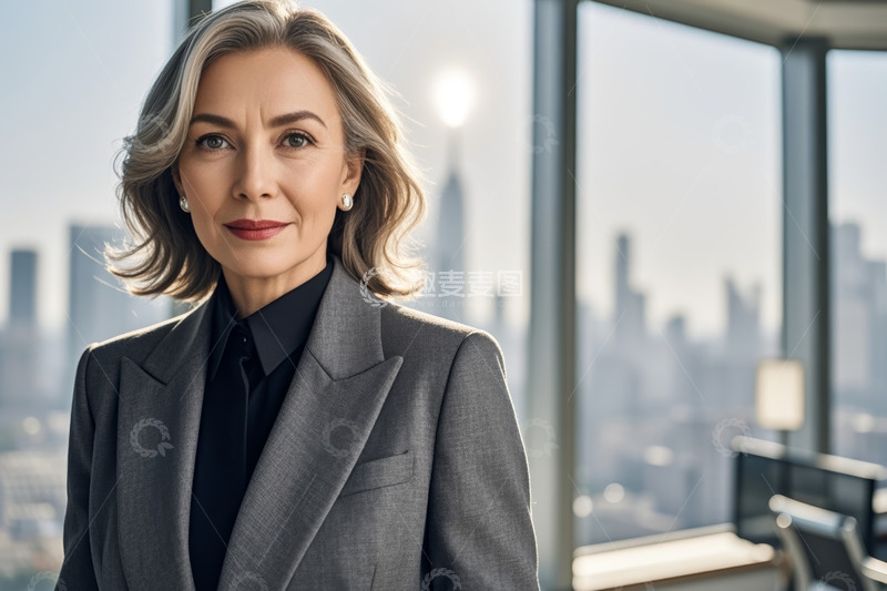 高清大图下载【趣麦麦图】成熟女商人办公室内半身像