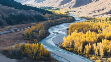 金秋河谷风光摄影