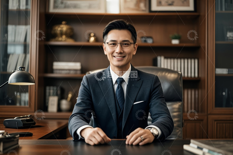 高清大图下载【趣麦麦图】商务男士坐在办公室微笑