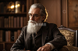 书房中坐于椅上的白发老者