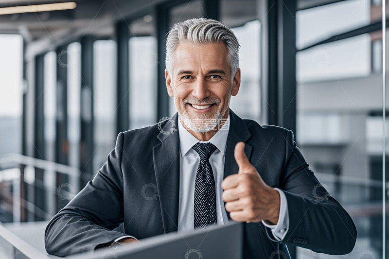 高清大图下载【趣麦麦图】商务男士办公场景竖大拇指