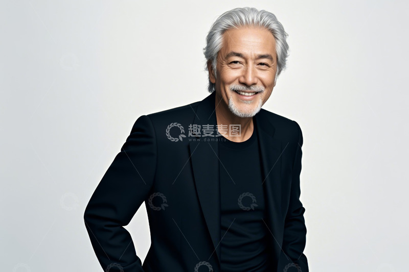 高清大图下载【趣麦麦图】微笑的西装老年男性肖像