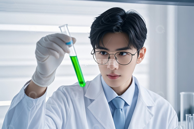 科研人员手持试管做实验