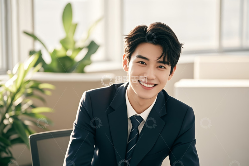 高清大图下载【趣麦麦图】身着西装的青年男性微笑