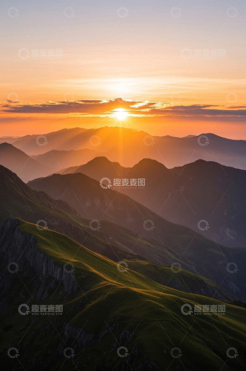 高清大图下载【趣麦麦图】山间日出自然风光