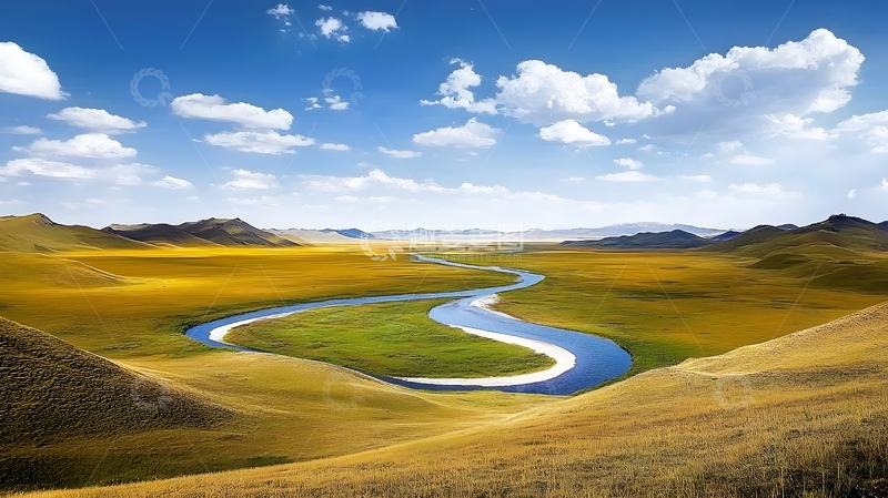 高清大图下载【趣麦麦图】草原蜿蜒河流风光摄影